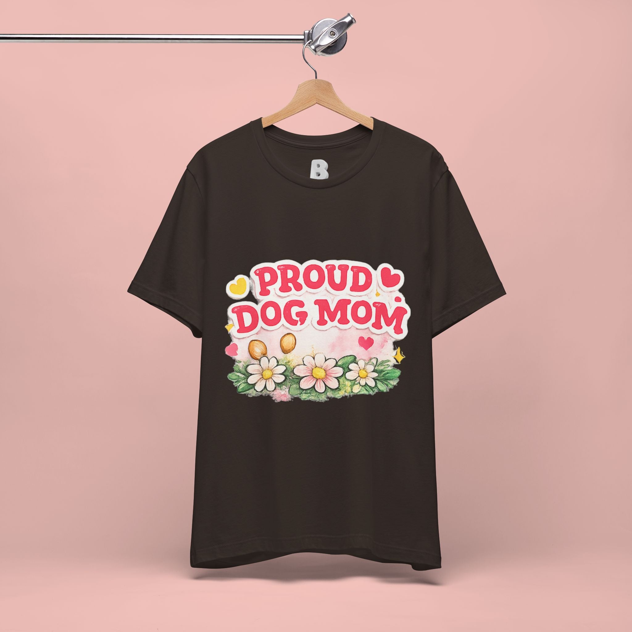 Proud Dog Mom Tee – Floral Retro Heart Design