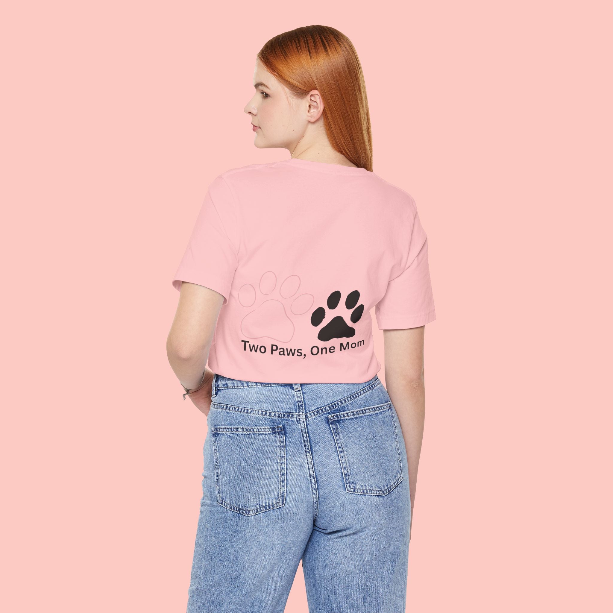 T-Shirt — “Two Paws, One Mom” Paw Print Mom Tee