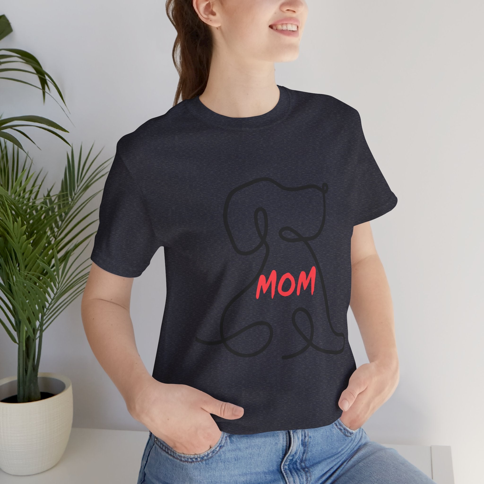 Mom Dog T-Shirt — Minimal Line Art Puppy Tee for Dog Moms, Mother's Day Gift