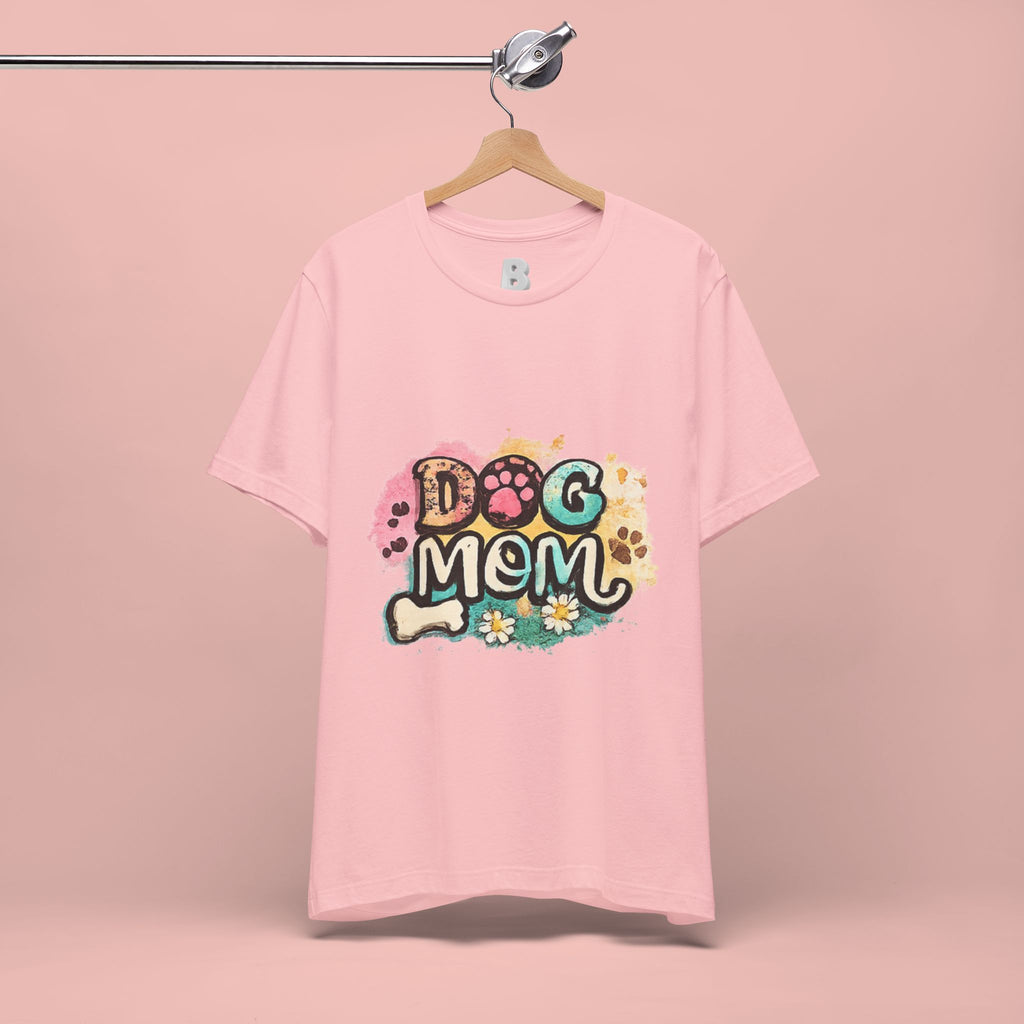 Dog Mom T-Shirt — Colorful Paw Print Graphic Tee for Pet Lovers
