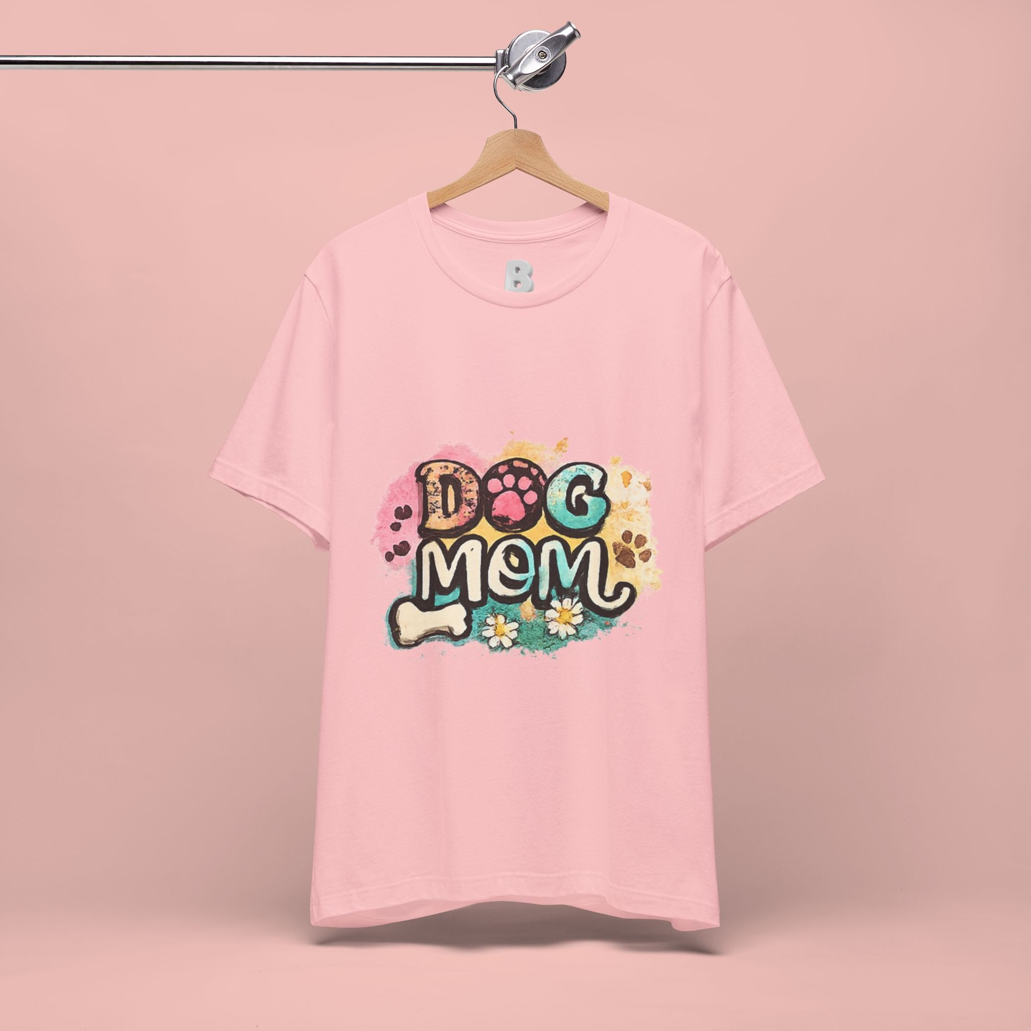 Dog Mom T-Shirt — Colorful Paw Print Graphic Tee for Pet Lovers