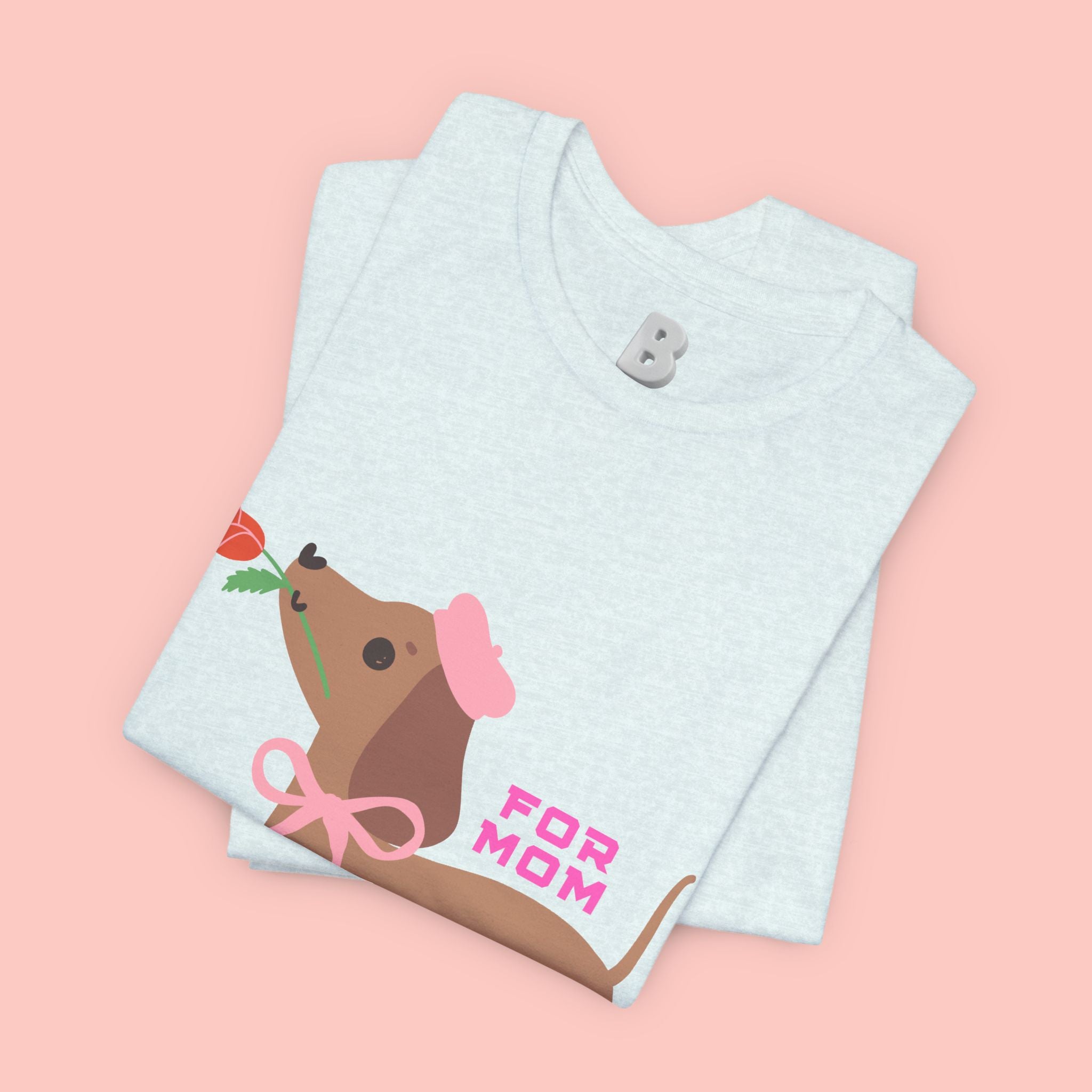 Mommy’s Dachshund Tee – Cute Dog with Rose “For Mom” Shirt