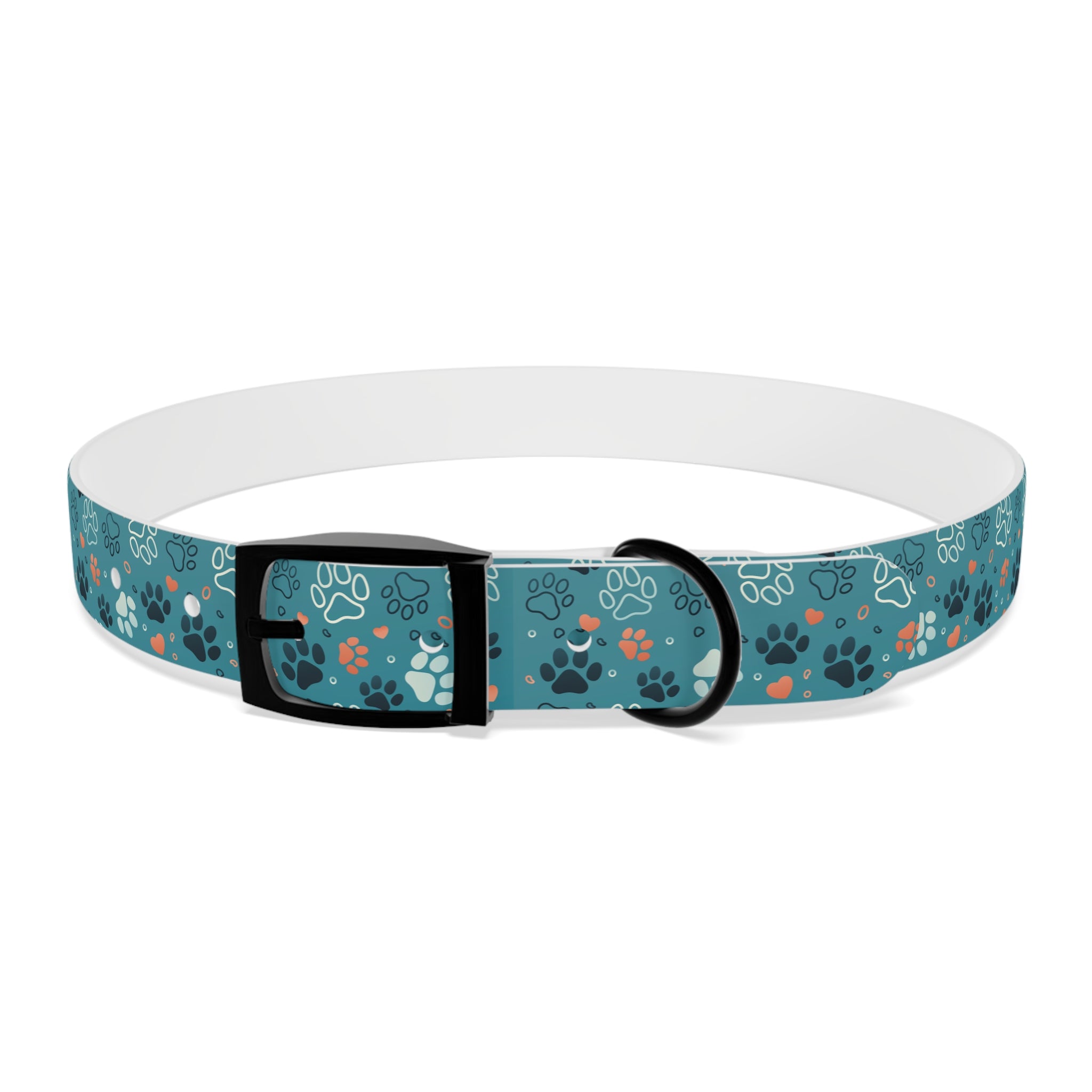 Paw Print Dog Collar — Teal Patterned Pet Collar for Small & Medium Dogs