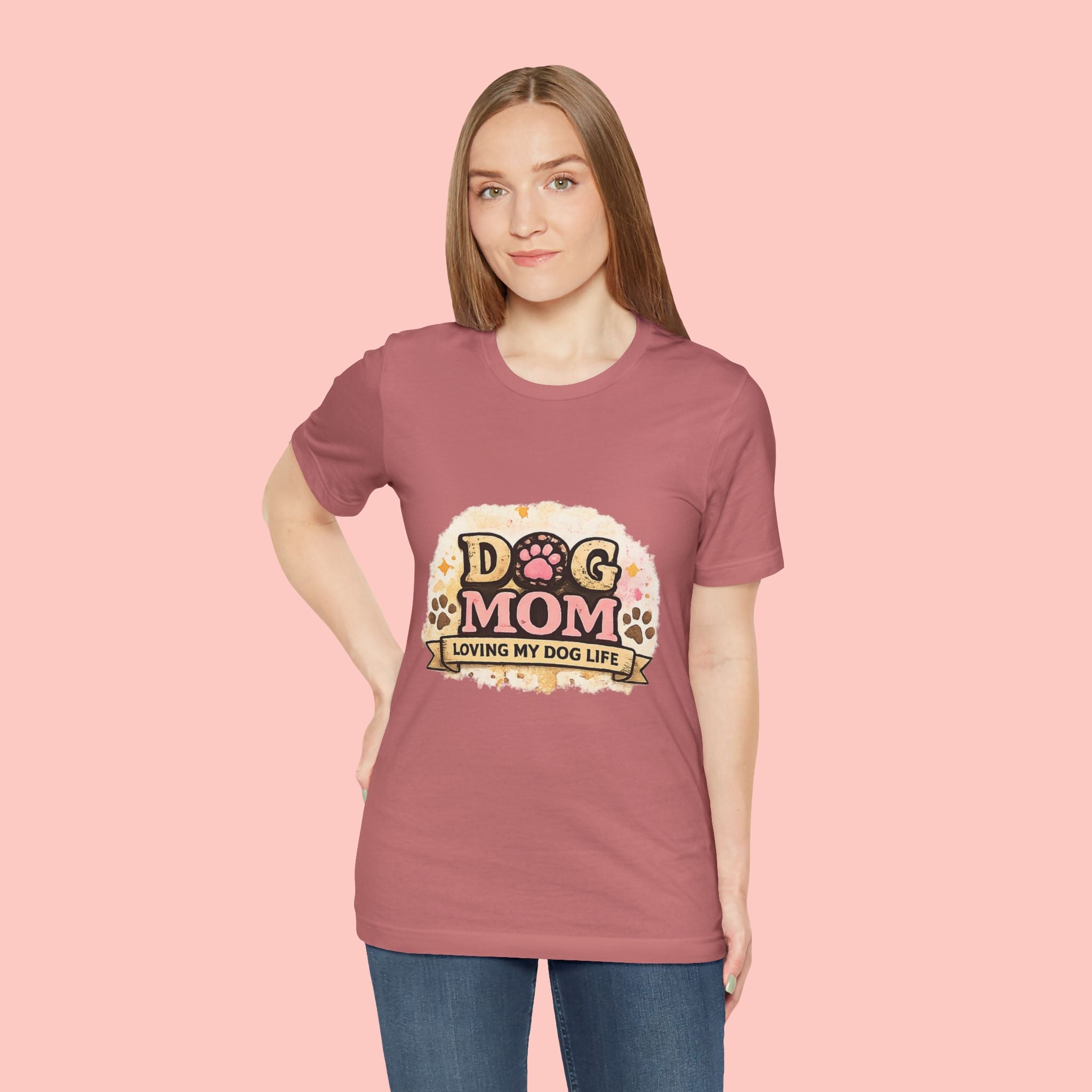 Dog Mom T-Shirt – "Loving My Dog Life" Cute Paw Print Tee for Pet Moms