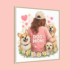 Dog Mom Canvas Print — Framed Matte Wall Art with Cute Dogs & Hearts
