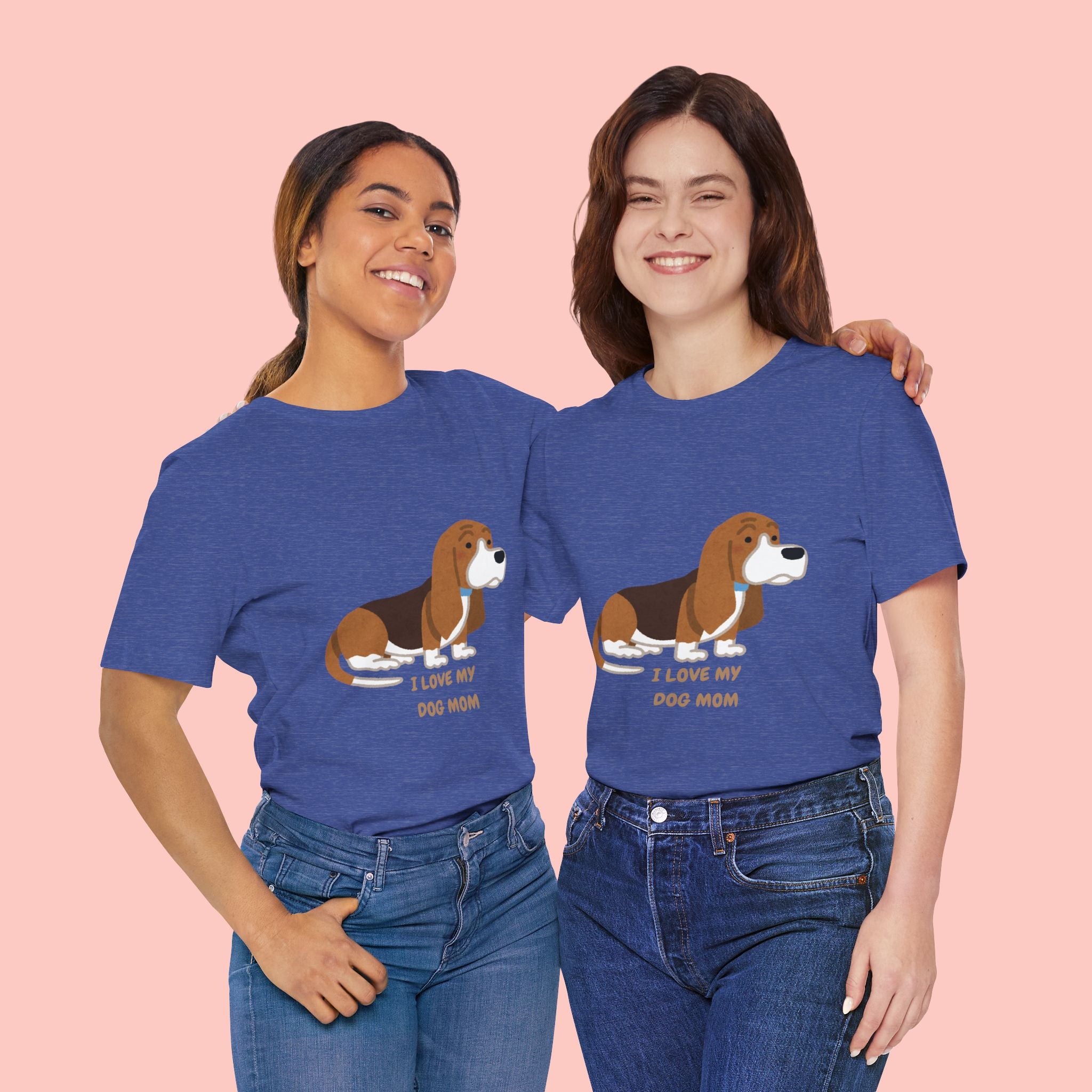 Dog Mom T‑Shirt — Cute Basset Hound I Love My Dog Mom Tee