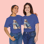 Cuddles Over Everything Tee — Boy Hugging Dog Animal Lover T-Shirt