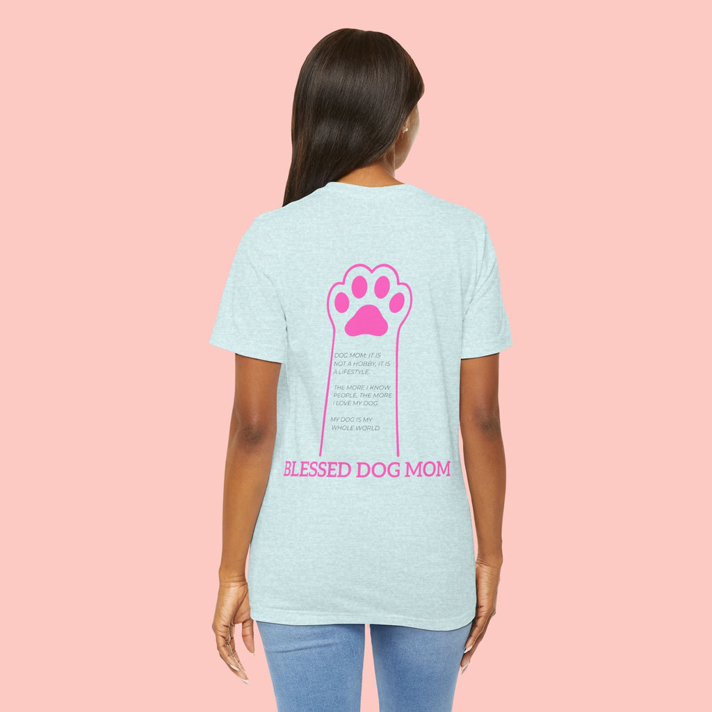 Blessed Dog Mom T-Shirt — Pink Paw Graphic Dog Lover Tee