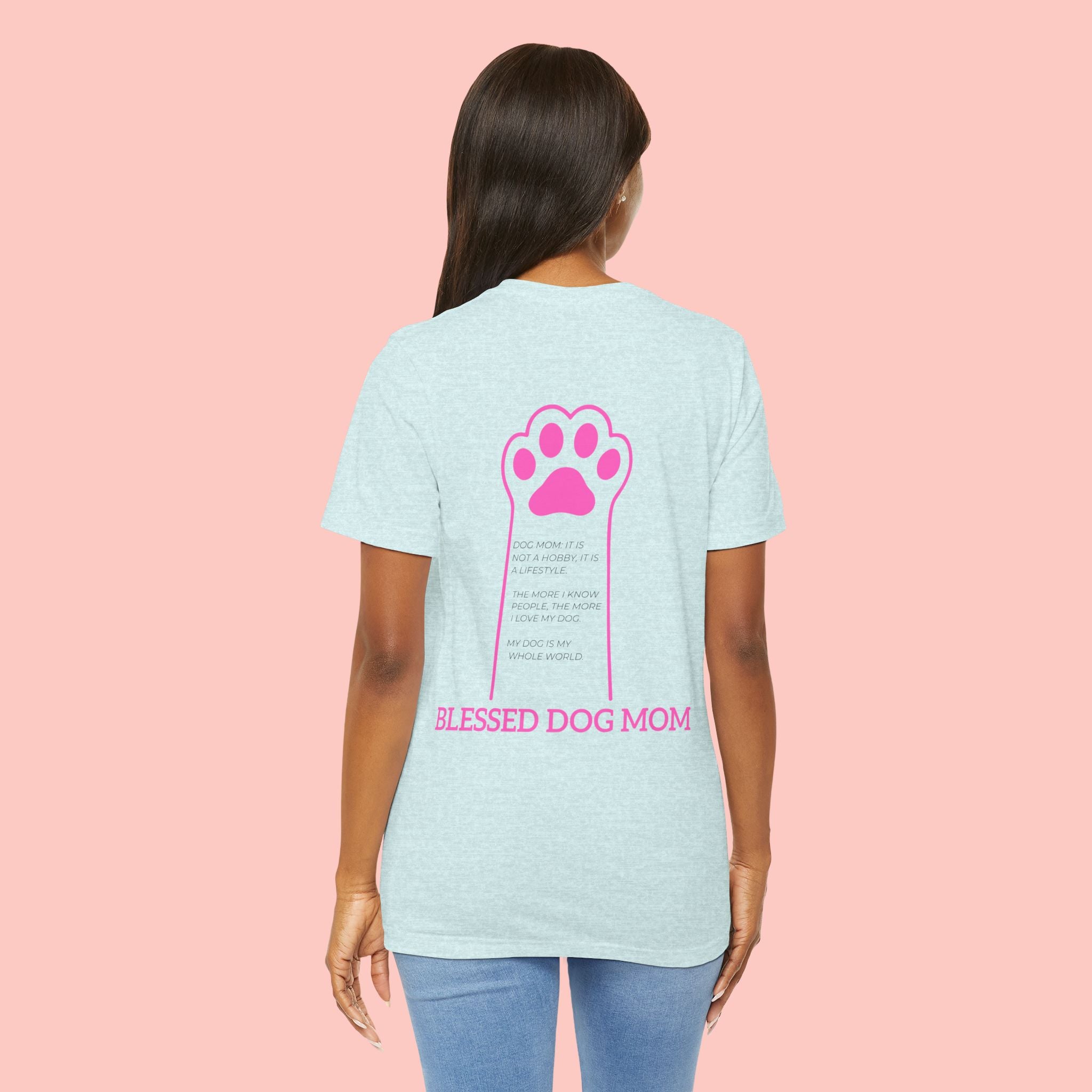 Blessed Dog Mom T-Shirt — Pink Paw Graphic Dog Lover Tee
