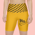 Women's Yellow Dog-Lover Workout Shorts — "All I Need Is My Dog" Fitness Biker Shorts