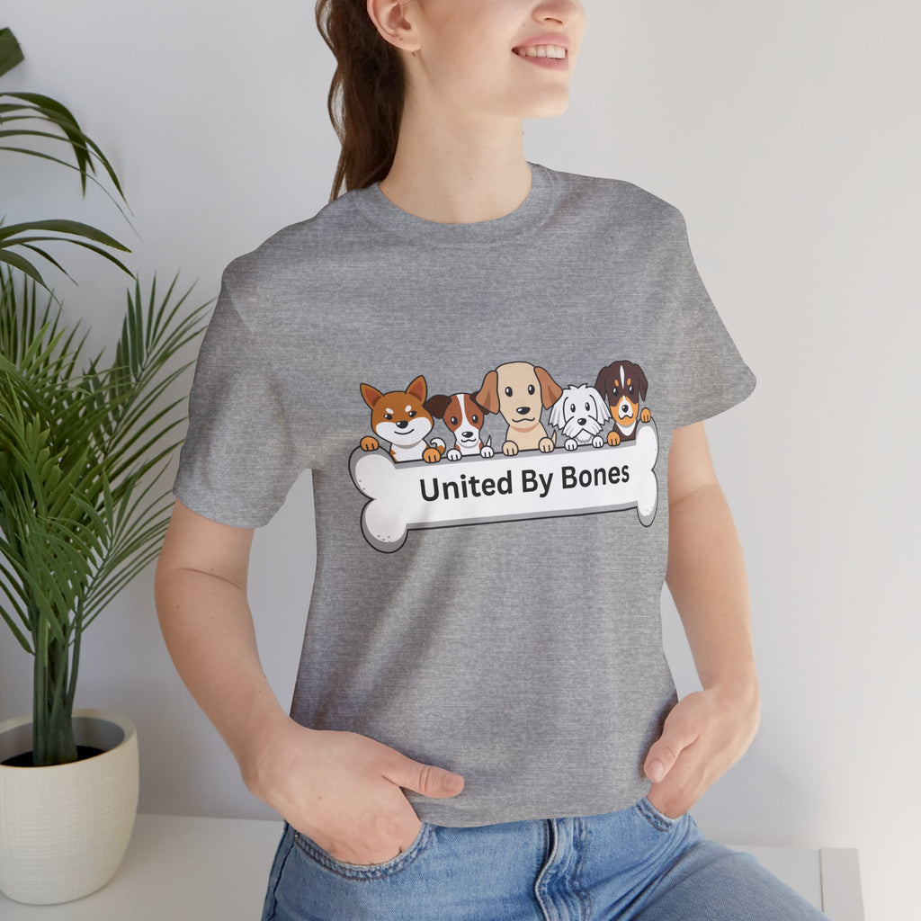 Dog Lover T‑Shirt — "United By Bones" Cute Cartoon Dogs Tee