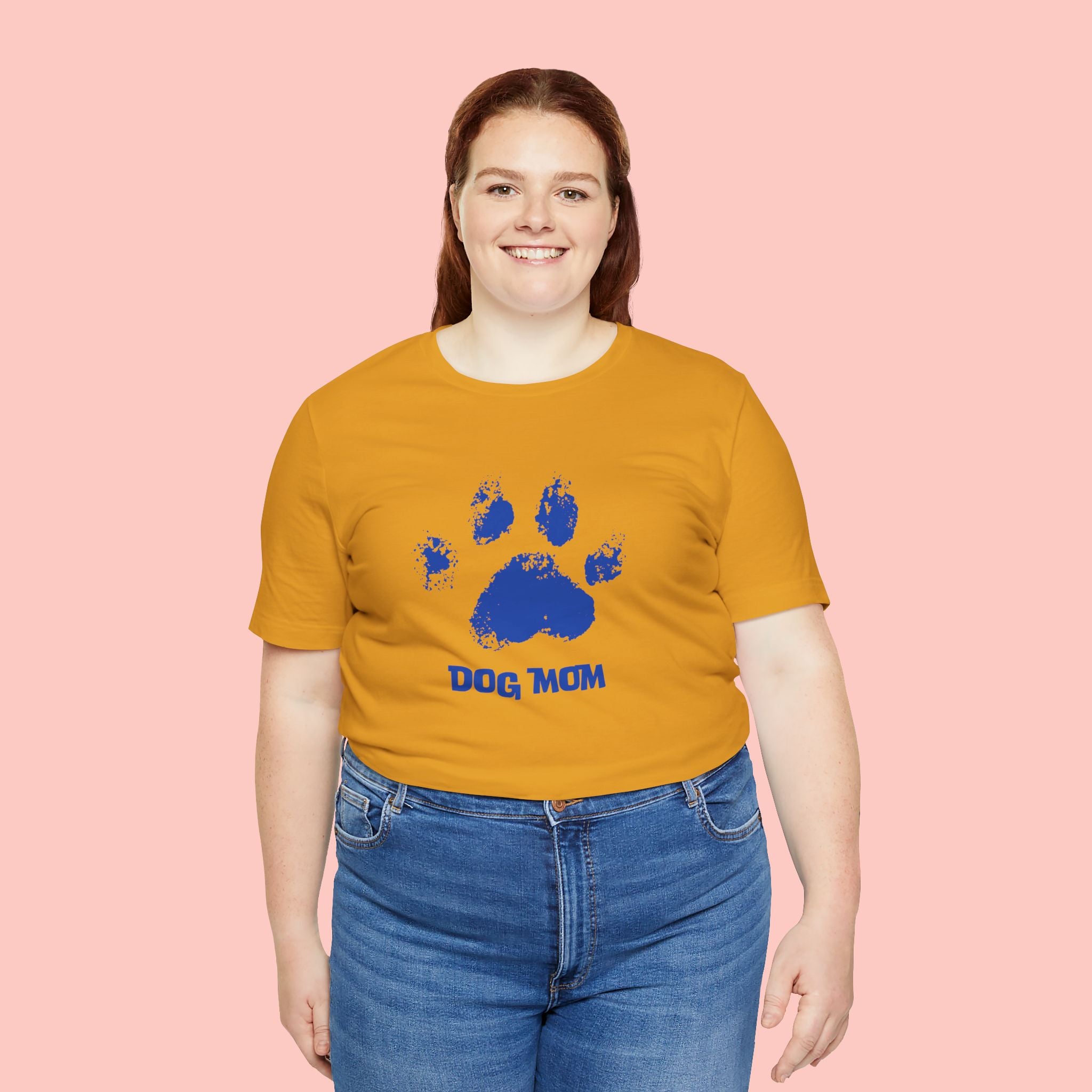 Dog Mom Paw Print T-Shirt — Distressed Blue Design