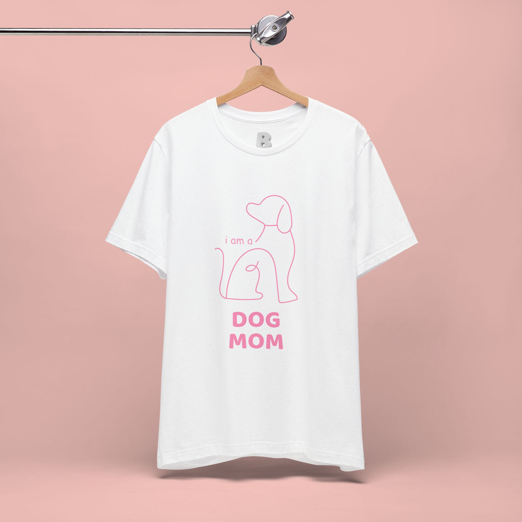 Dog Mom T‑Shirt – Minimal Pink Line Art Dog Tee