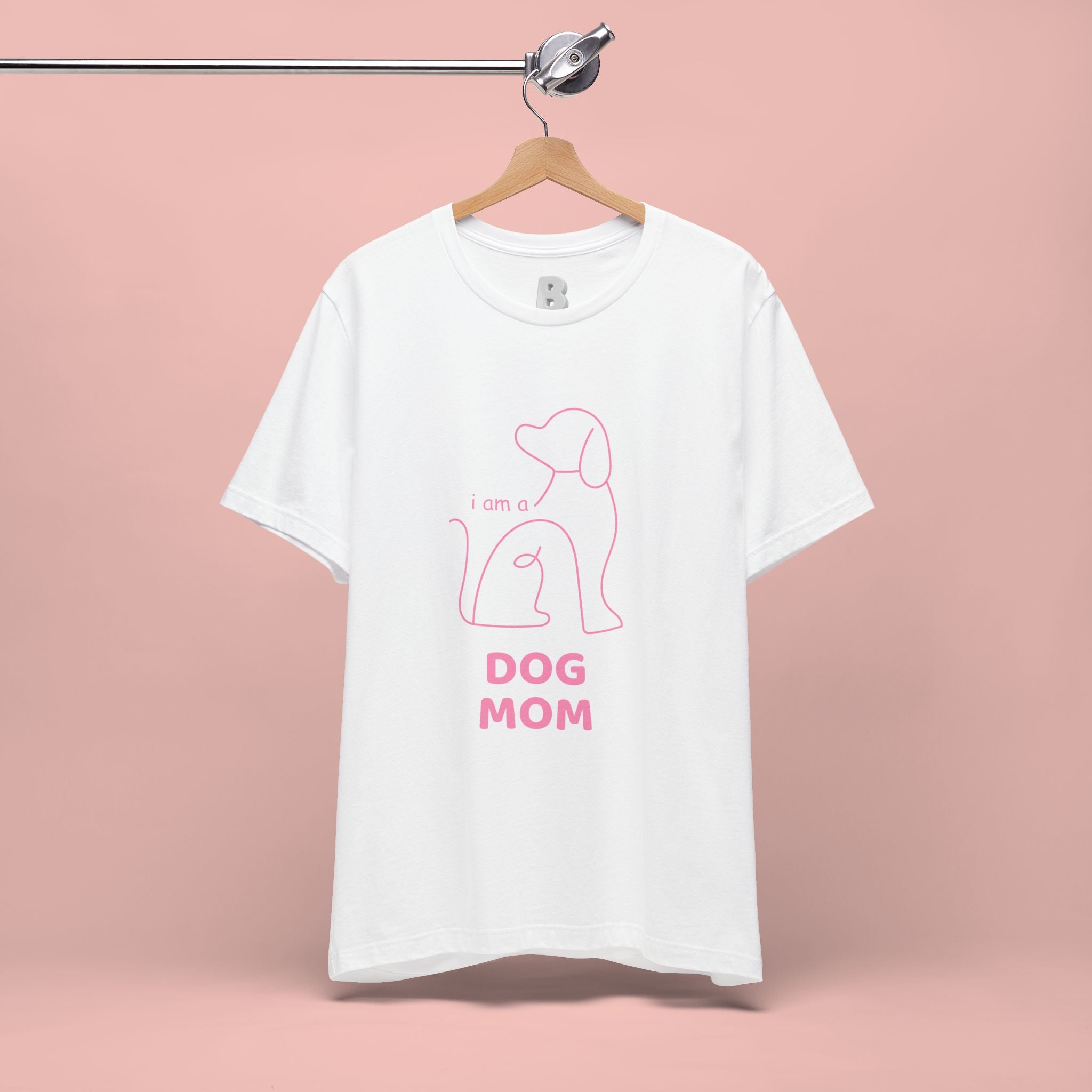 Dog Mom T‑Shirt – Minimal Pink Line Art Dog Tee