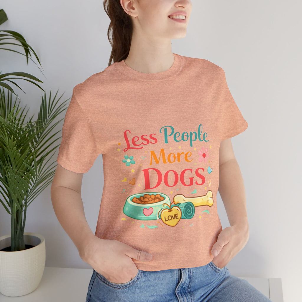 Less People More Dogs T-Shirt – Cute Dog Bowl & Bone Graphic Tee