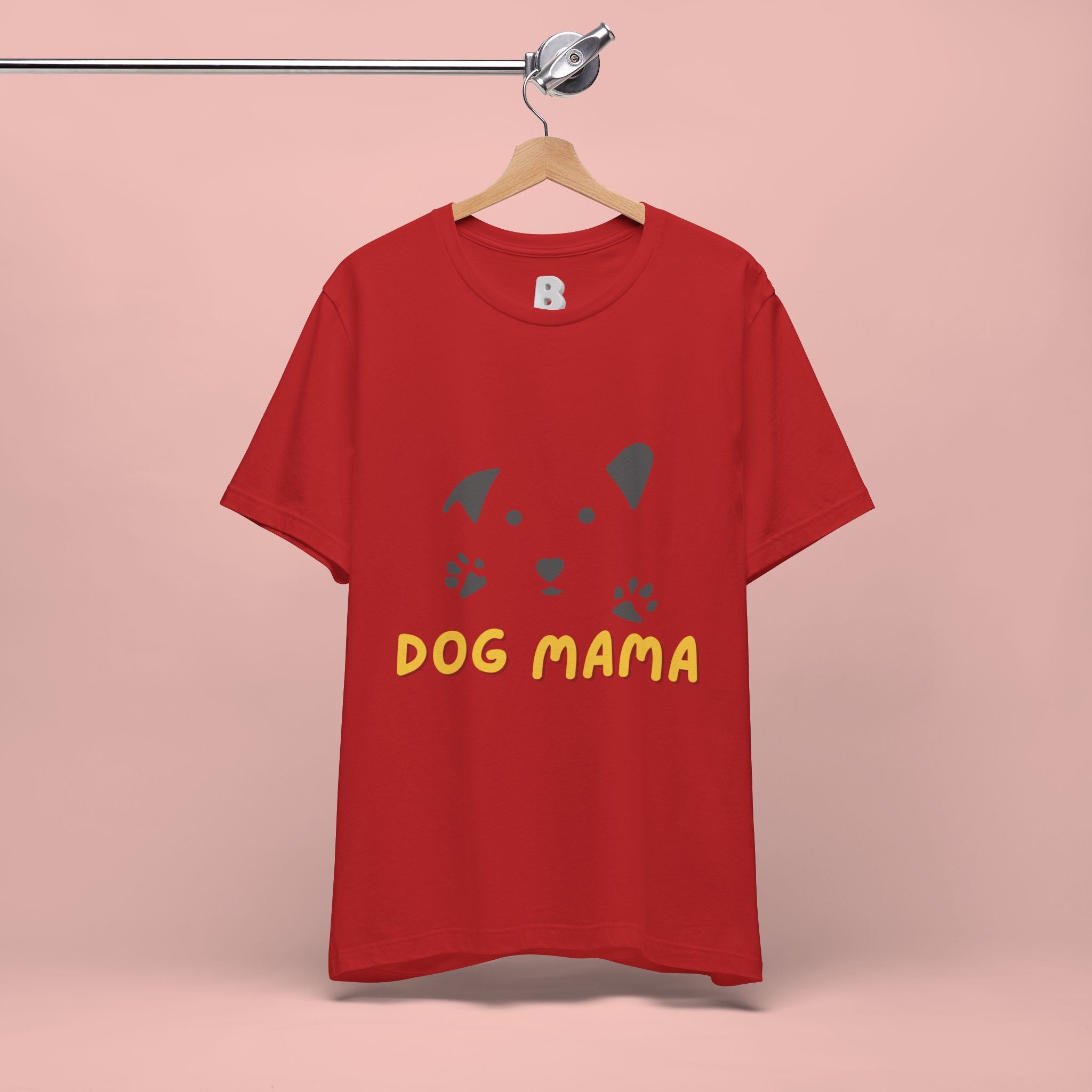 Dog Mama Graphic Tee — Cute Paw Print Dog Face T-Shirt for Dog Lovers