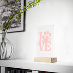 Acrylic Sign — Pink Paw LOVE Desk Decor with Wooden Stand