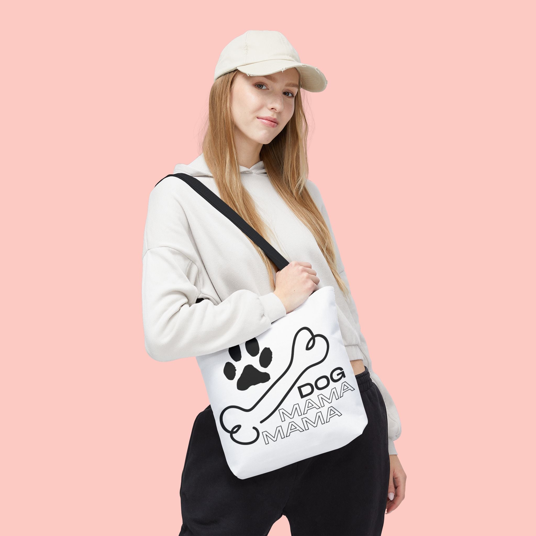 Dog Mama Tote Bag — Paw Print & Bone Graphic Canvas Shopper