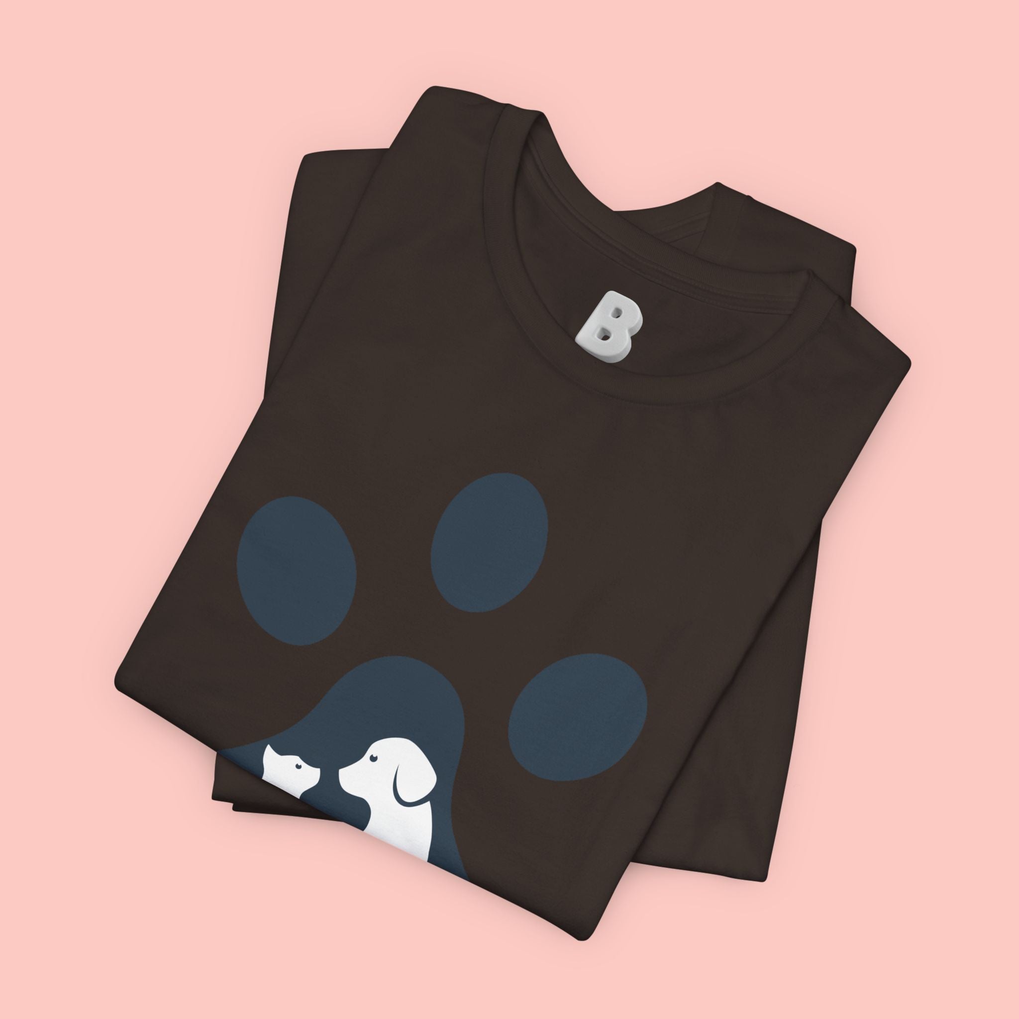 Dog Mom T‑Shirt — Paw Print with Dog & Puppy Graphic