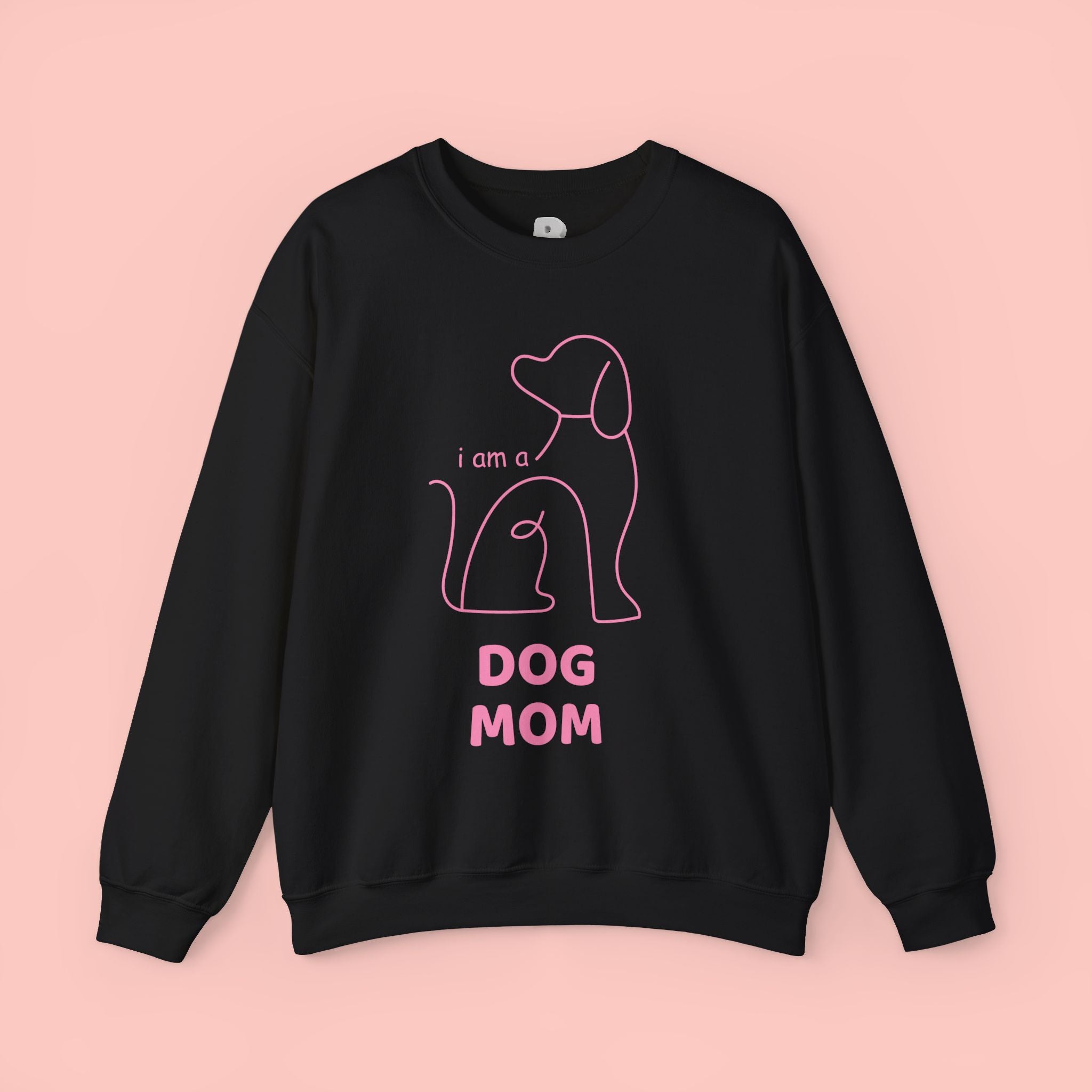 Dog Mom Crewneck Sweatshirt — "I am a Dog Mom" Minimal Line Art Pullover