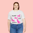 Paws Over People Tee — Pink Cats & Dogs Graphic T-Shirt