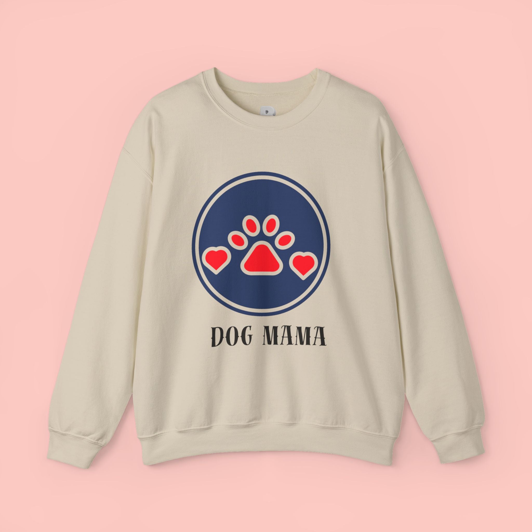 Dog Mama Crewneck Sweatshirt — Paw Print Heart Graphic