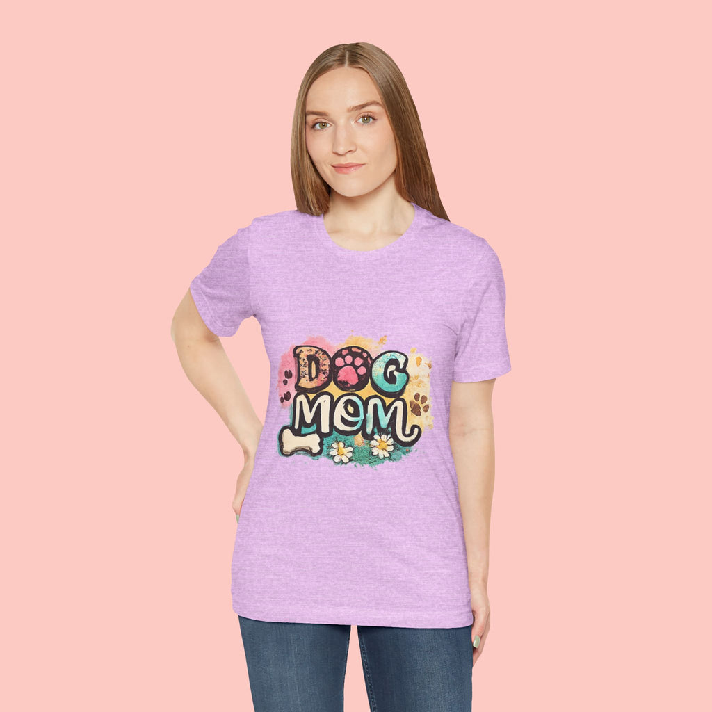 Dog Mom T-Shirt — Colorful Paw Print Graphic Tee for Pet Lovers