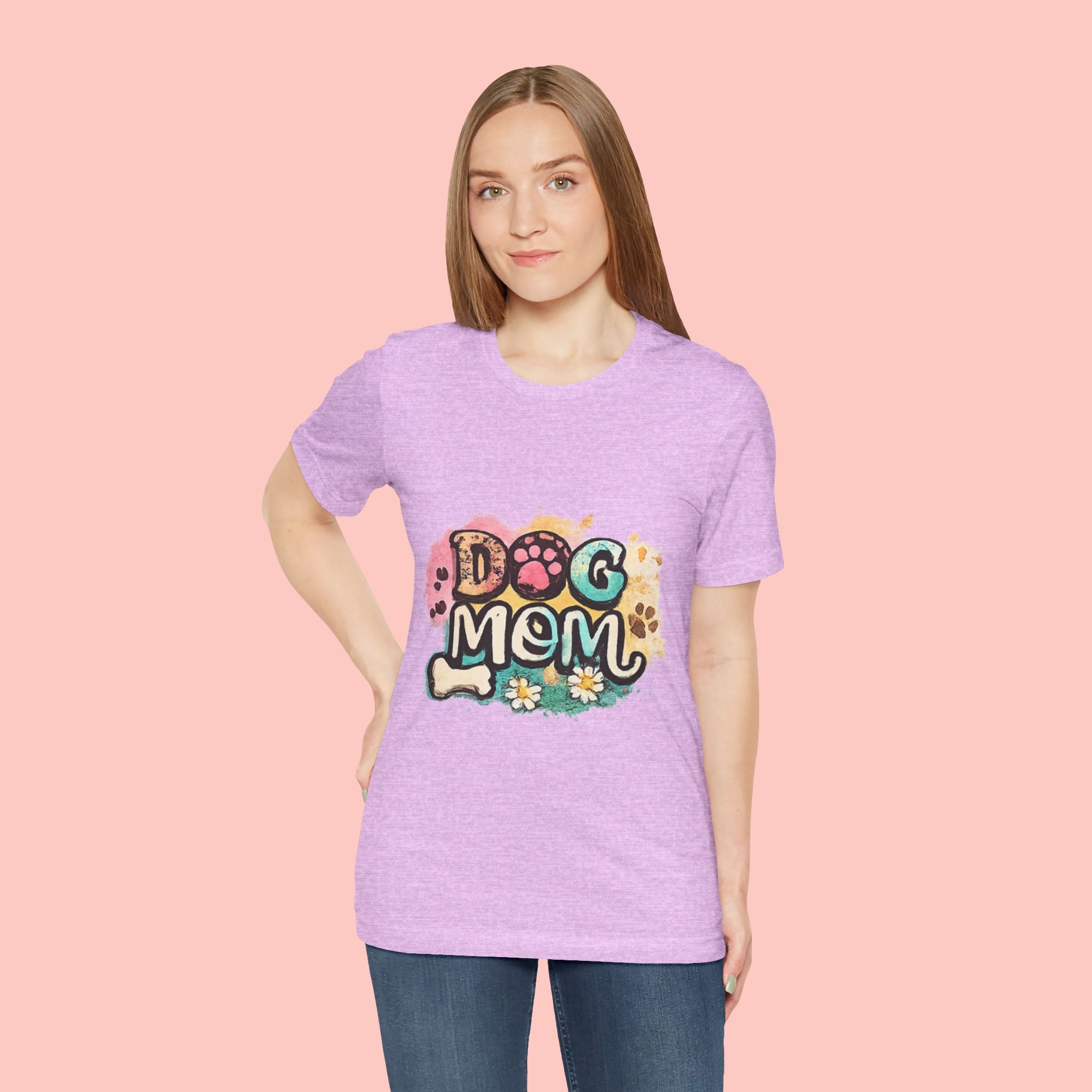 Dog Mom T-Shirt — Colorful Paw Print Graphic Tee for Pet Lovers