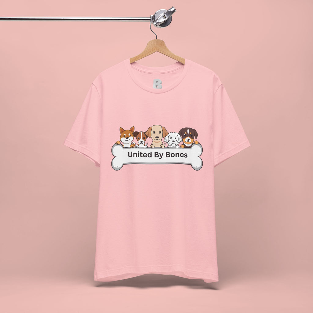 Dog Lover T‑Shirt — "United By Bones" Cute Cartoon Dogs Tee