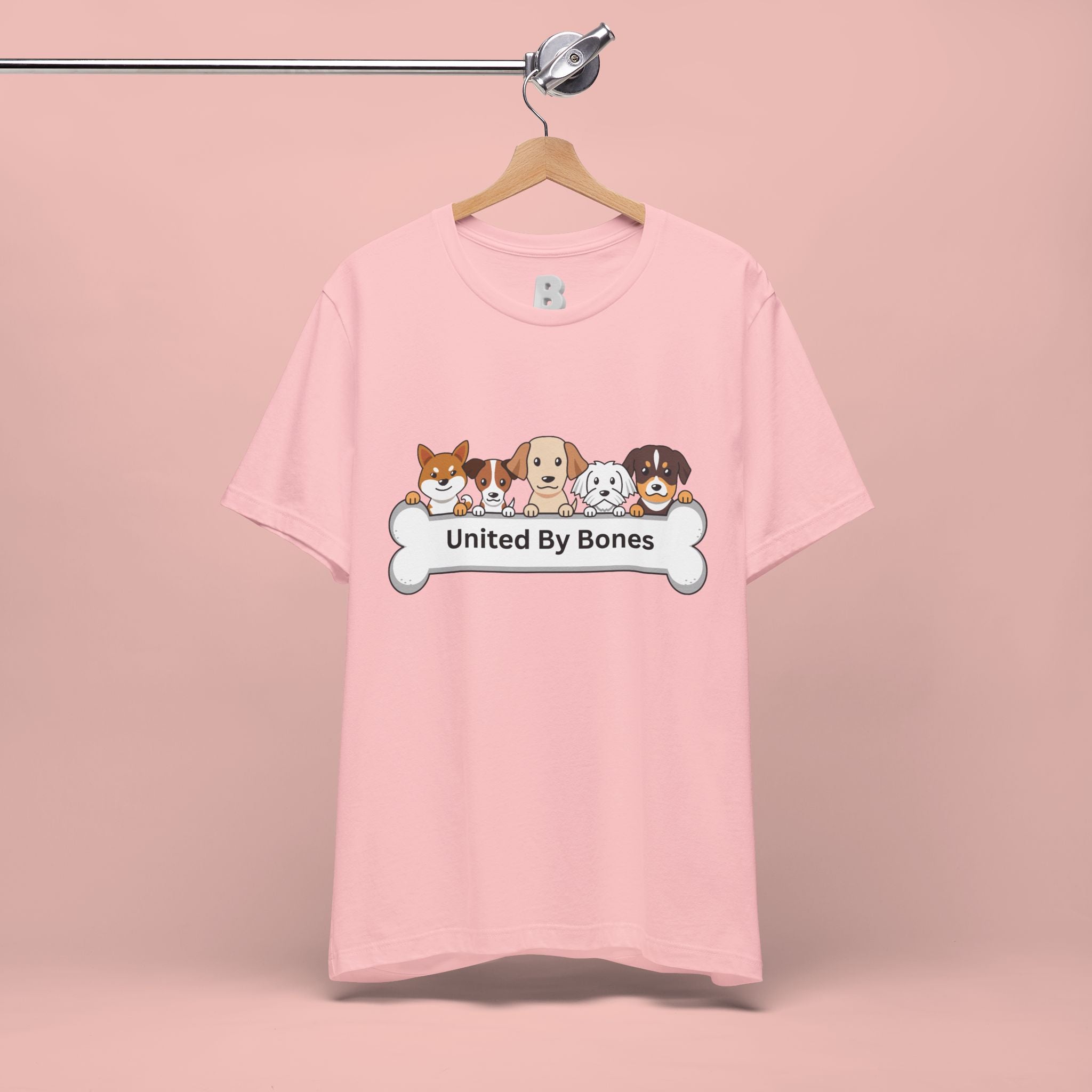 Dog Lover T‑Shirt — "United By Bones" Cute Cartoon Dogs Tee