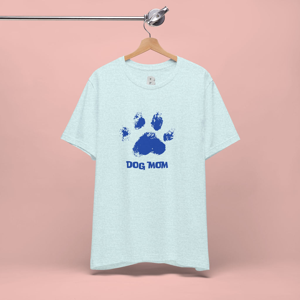 Dog Mom Paw Print T-Shirt — Distressed Blue Design