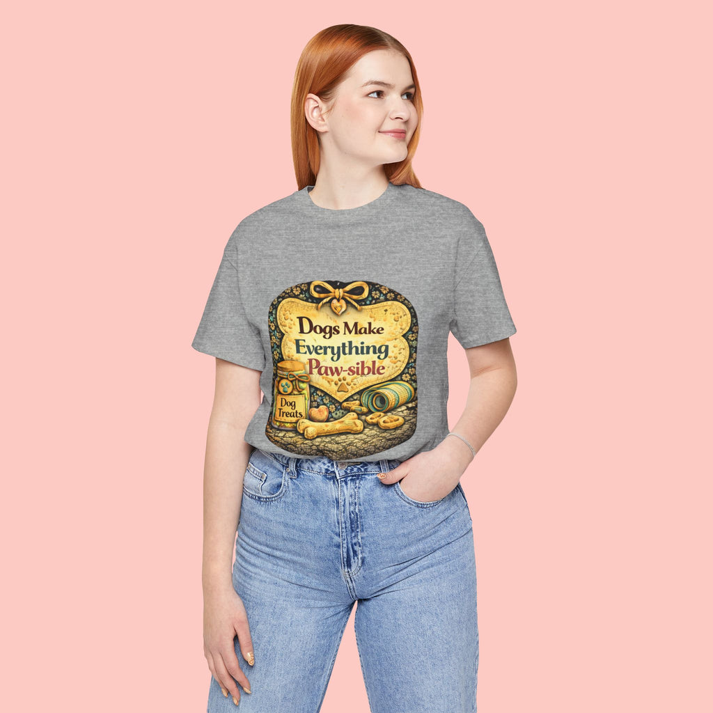 Dog Lover T‑Shirt – "Dogs Make Everything Paw‑sible" Vintage Pet Rescue Tee