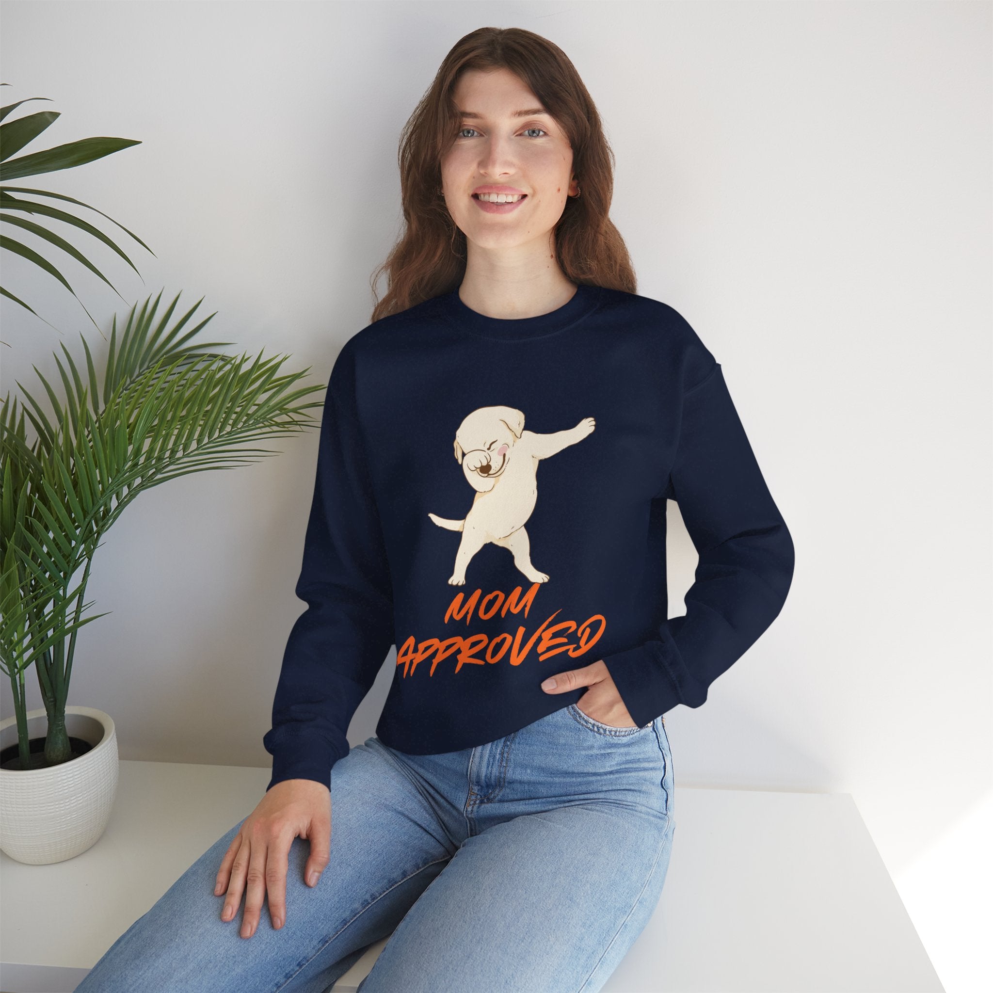 Crewneck Sweatshirt - 'Mom Approved' Dabbing Dog Cute Graphic