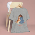 Dog Mom T‑Shirt — Cute Woman Hugging Dog Graphic Tee