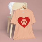 Pet Lover T-Shirt — Red Heart Paw Print Tee