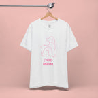 Dog Mom T‑Shirt – Minimal Pink Line Art Dog Tee