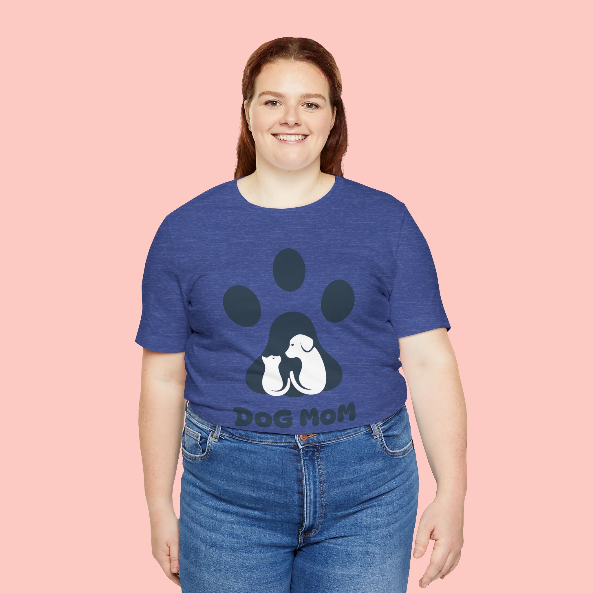 Dog Mom T‑Shirt — Paw Print with Dog & Puppy Graphic