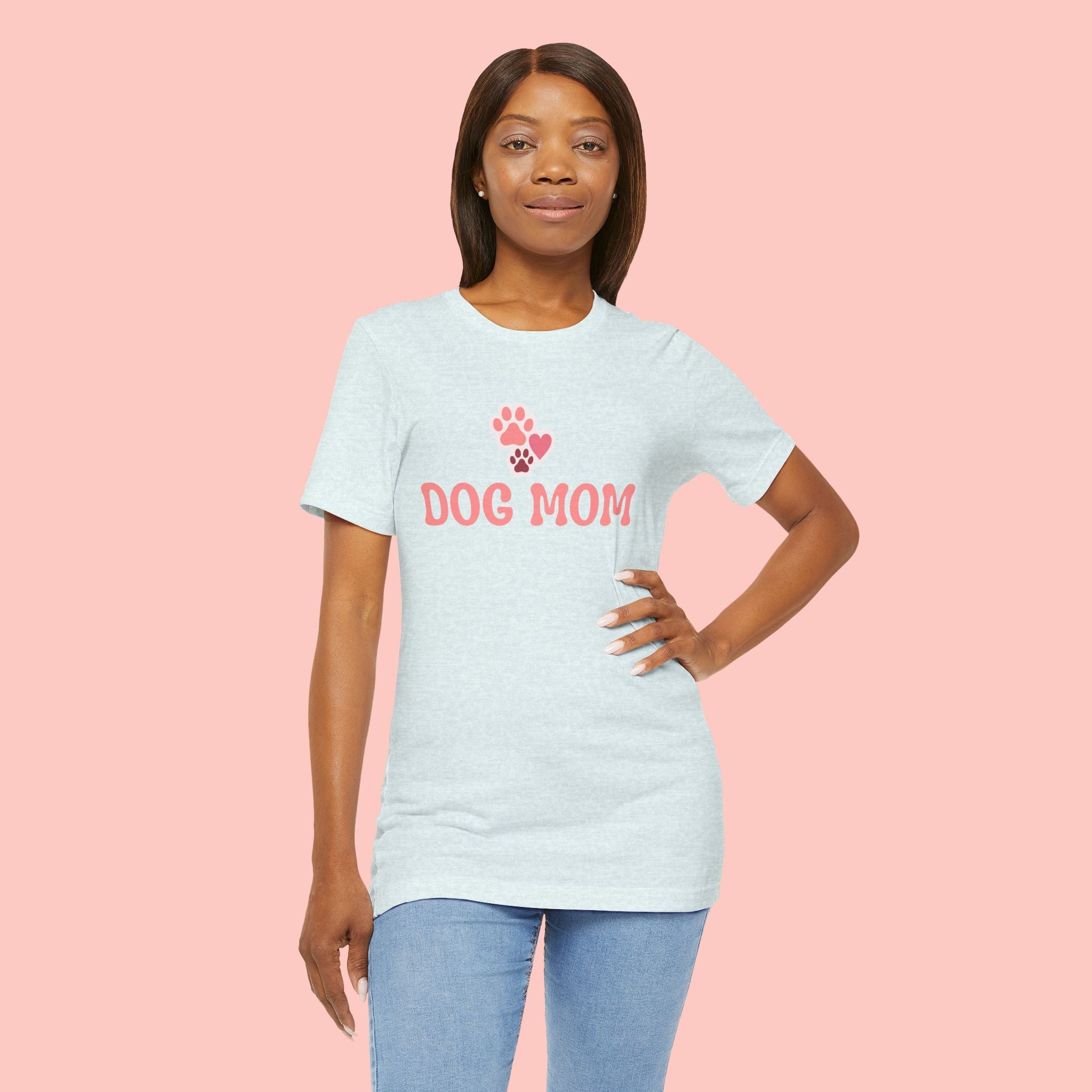 Dog Mom T-Shirt — Pink Paw Graphic Tee for Dog Lovers