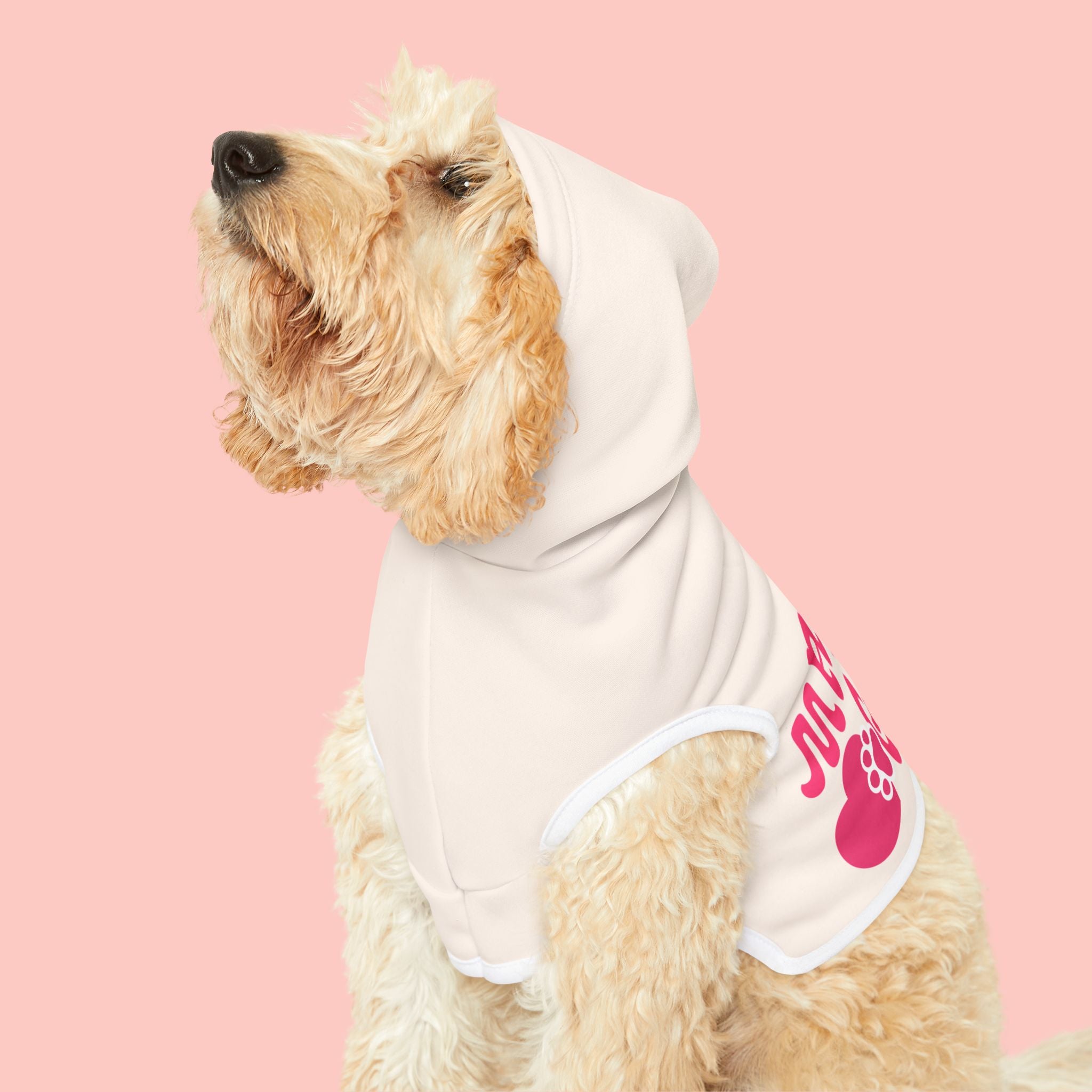 Pet Hoodie — "Mama’s Girl" Pink Heart Puppy Hoodie