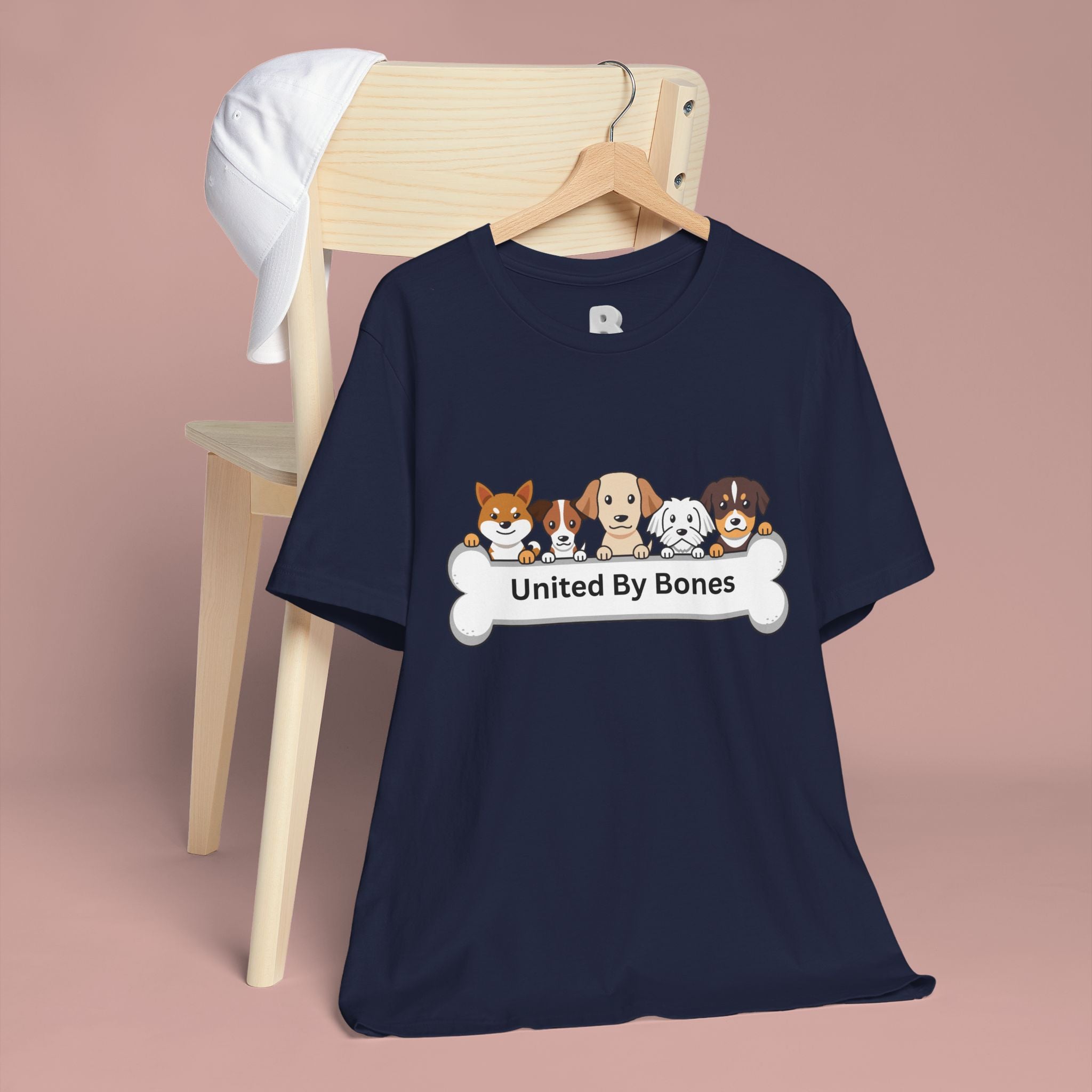 Dog Lover T‑Shirt — "United By Bones" Cute Cartoon Dogs Tee