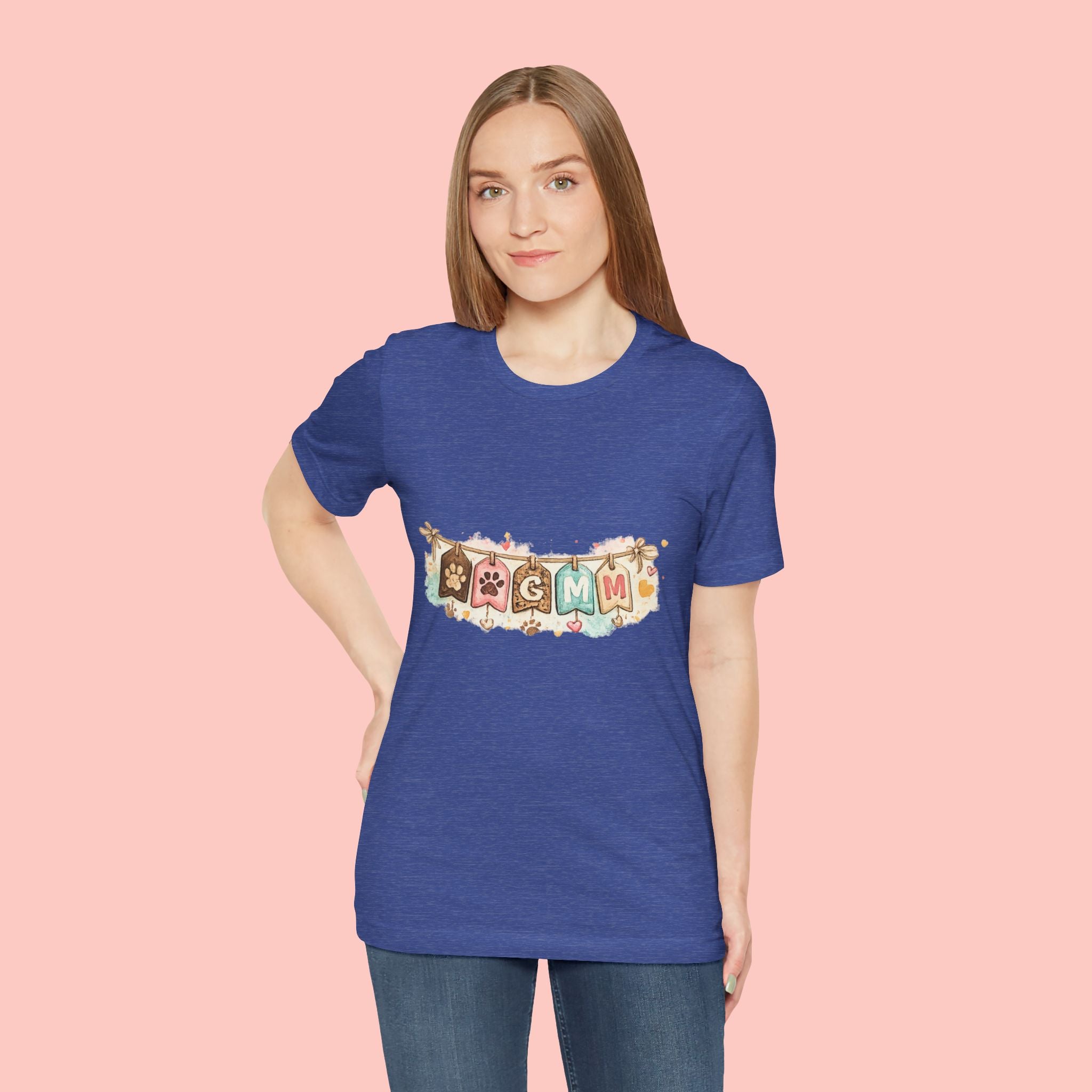 Pet Mom Banner Tee — Cute Paw Print "MOM" Graphic T-Shirt