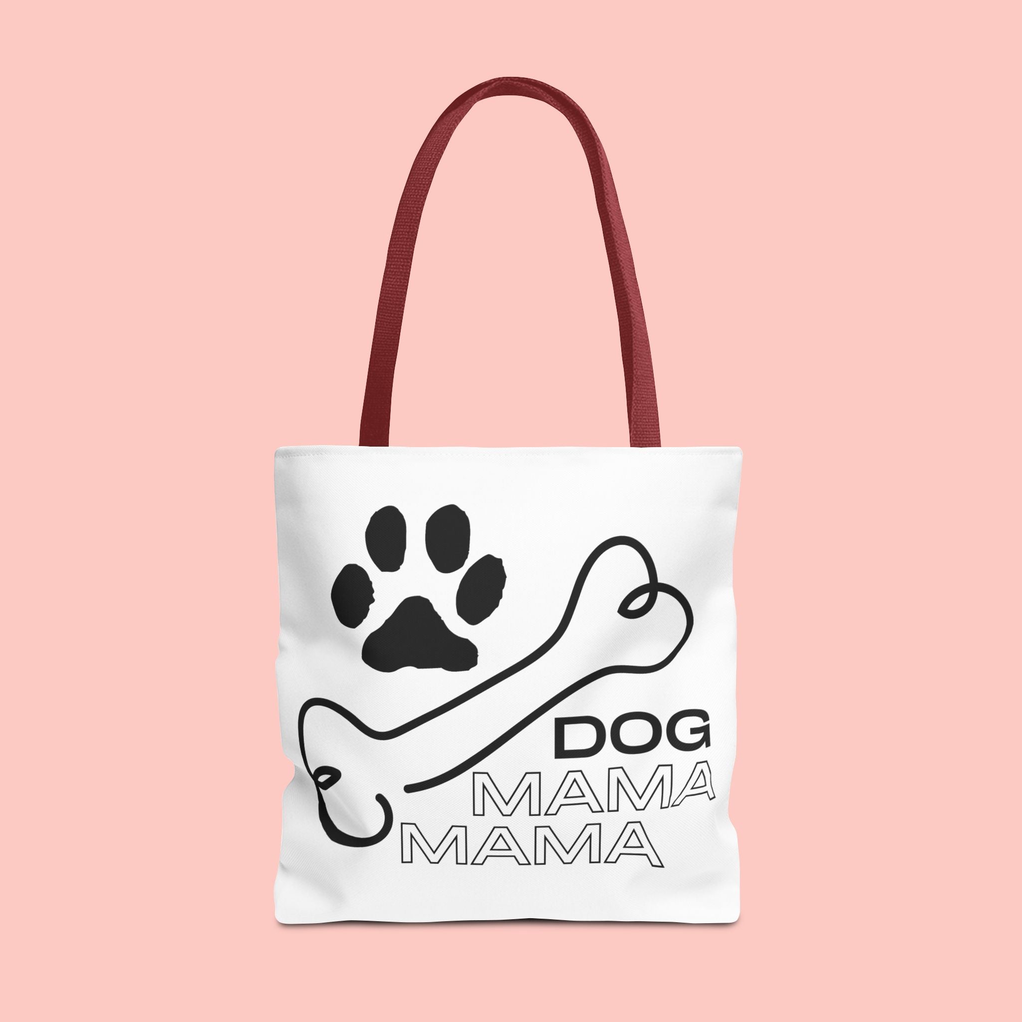 Dog Mama Tote Bag — Paw Print & Bone Graphic Canvas Shopper
