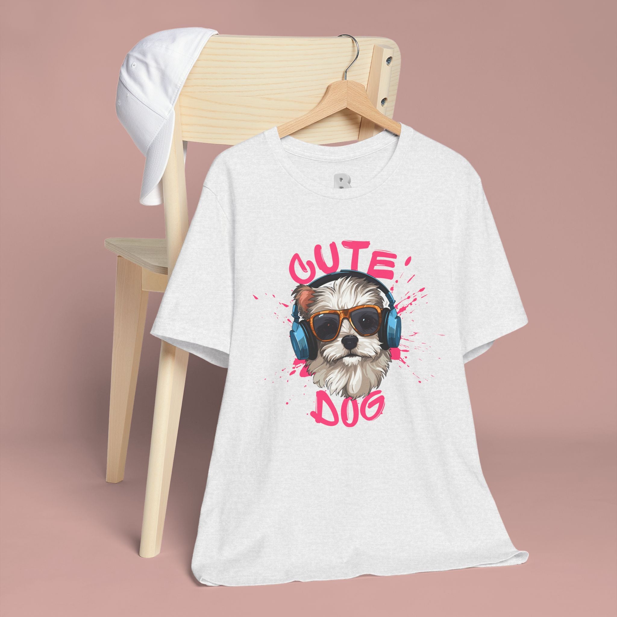 Cute Dog Tee — Headphones Puppy Graphic T-Shirt