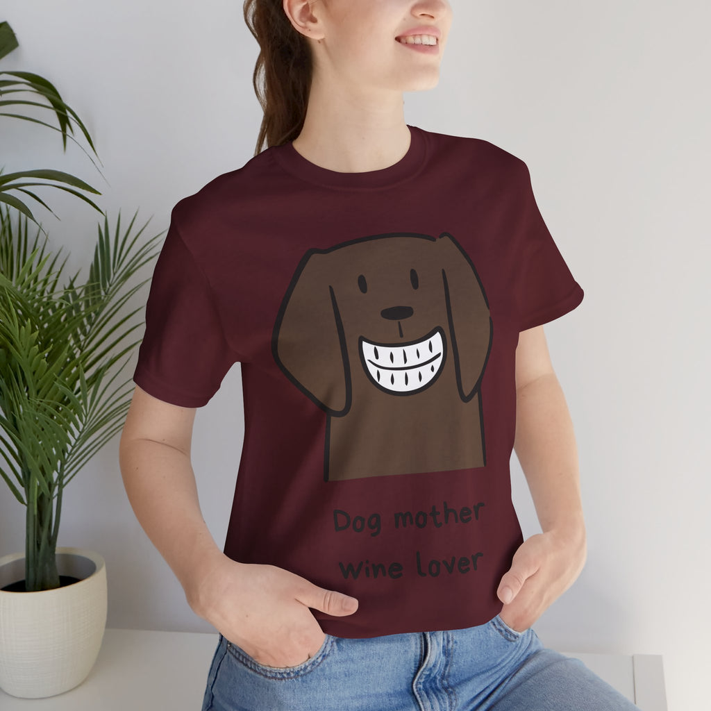 Dog Mother Wine Lover T-Shirt — Cute Cartoon Dog Graphic Tee