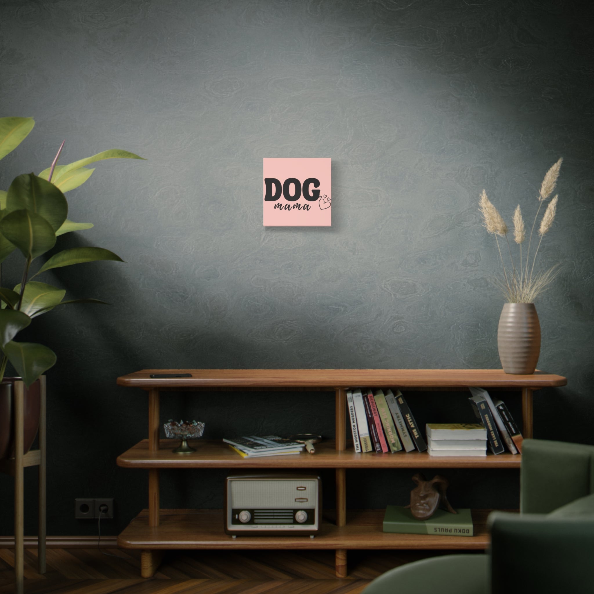 Dog Mama Pink Canvas Wall Art — Heart Pet Mom Decor