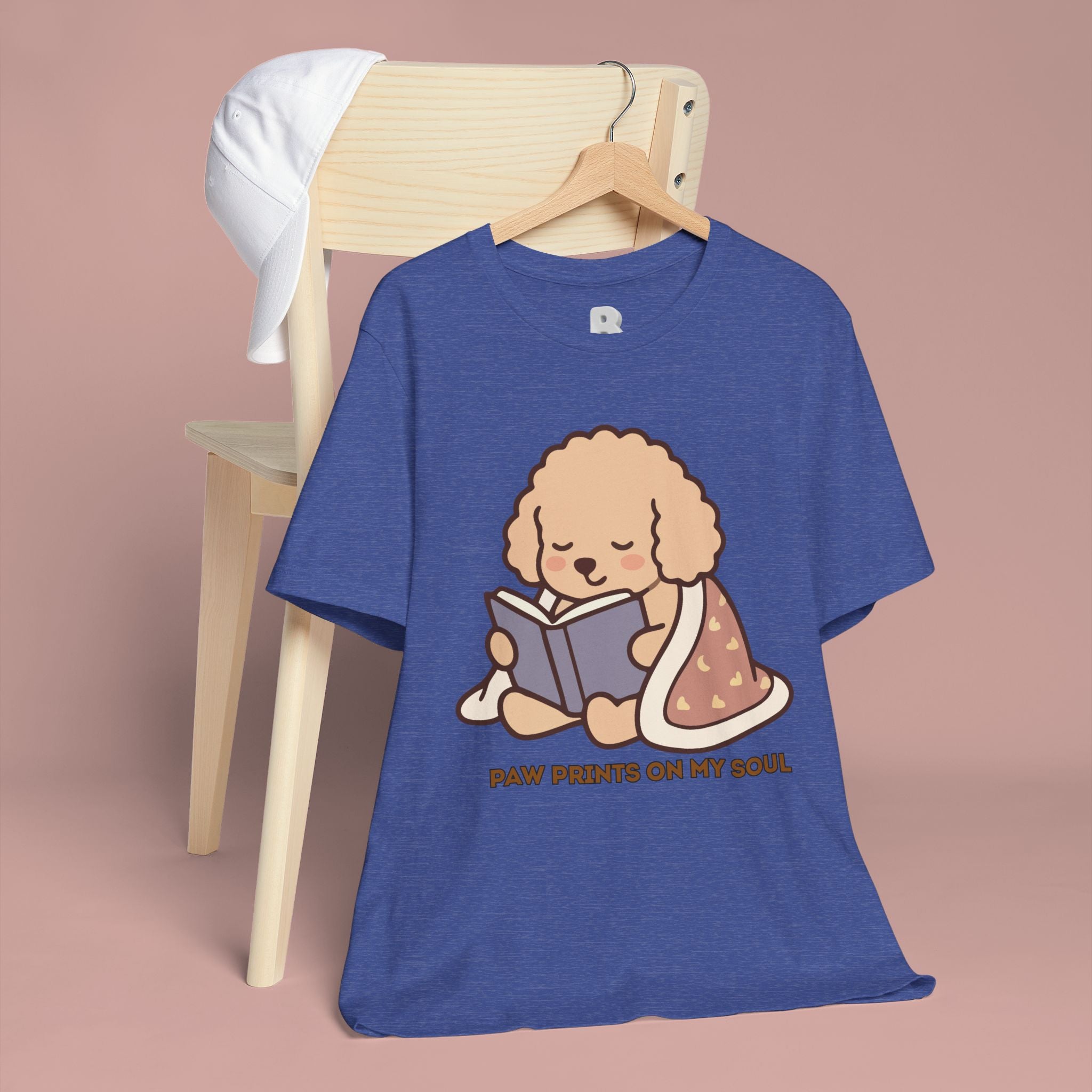 Paw Prints On My Soul T‑Shirt — Cute Reading Puppy Graphic Tee