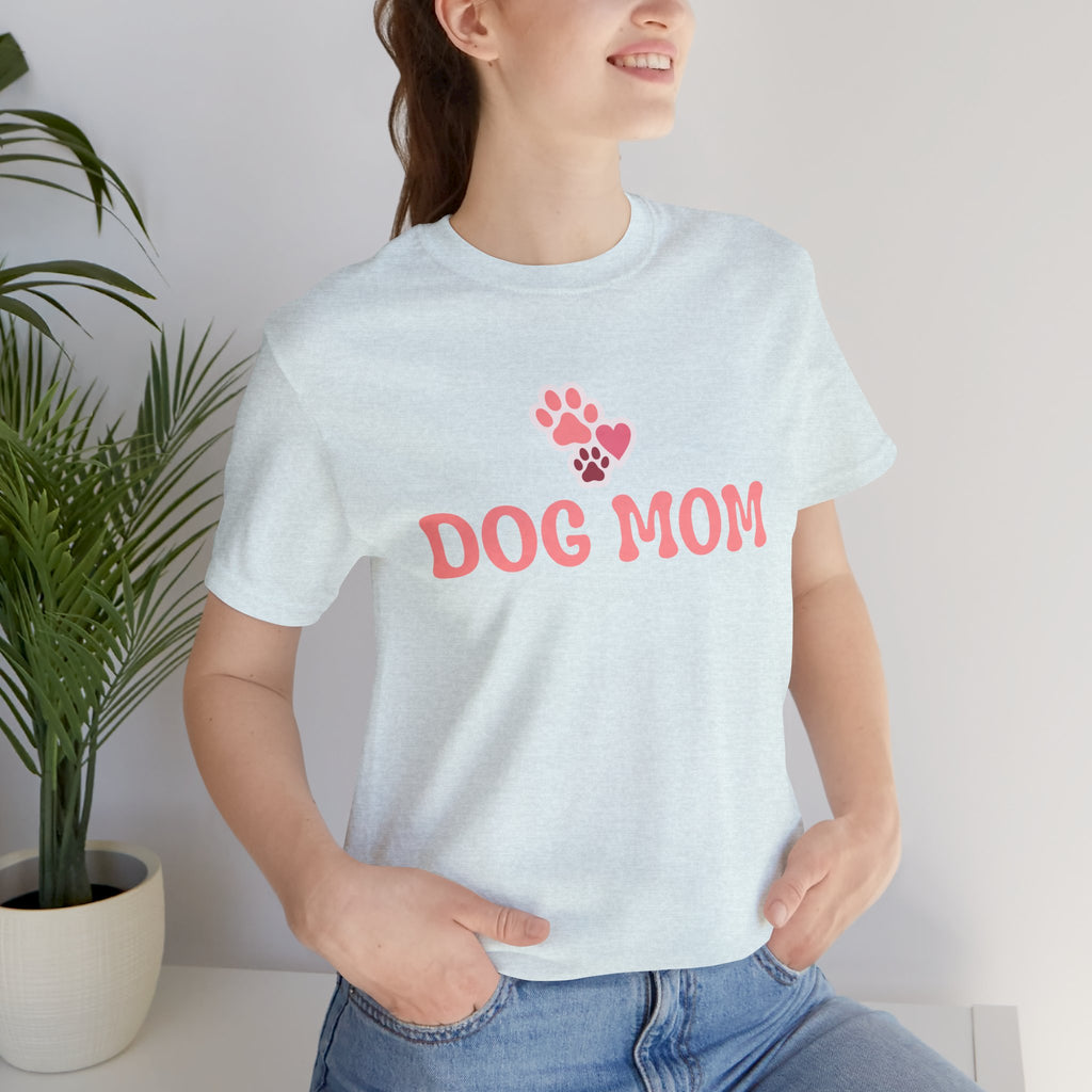 Dog Mom T-Shirt — Pink Paw Graphic Tee for Dog Lovers