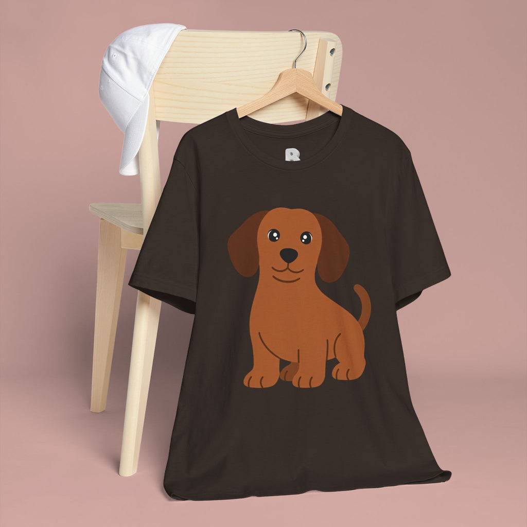 Dachshund Puppy Graphic T-Shirt — Cute Brown Dog Tee