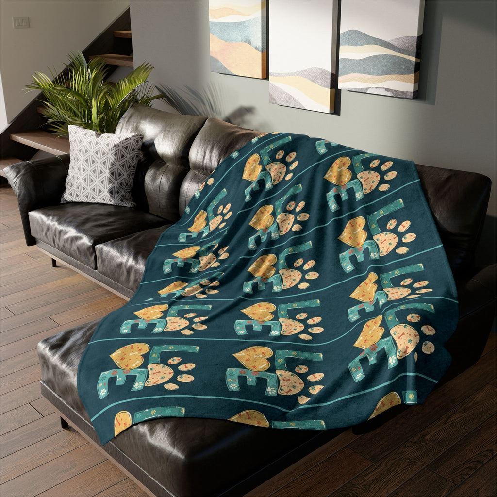 Pet Paw Love Blanket — Cozy Soft Polyester Throw for Dog & Cat Lovers