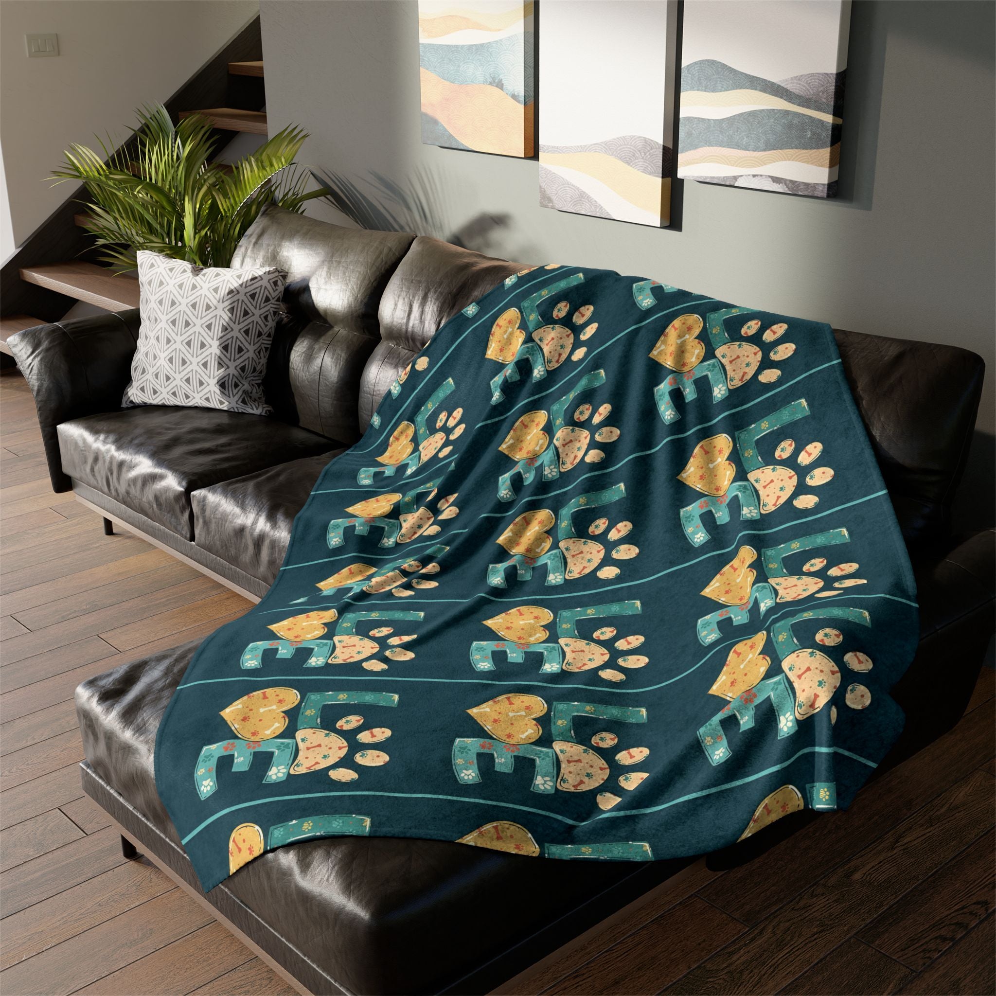 Pet Paw Love Blanket — Cozy Soft Polyester Throw for Dog & Cat Lovers